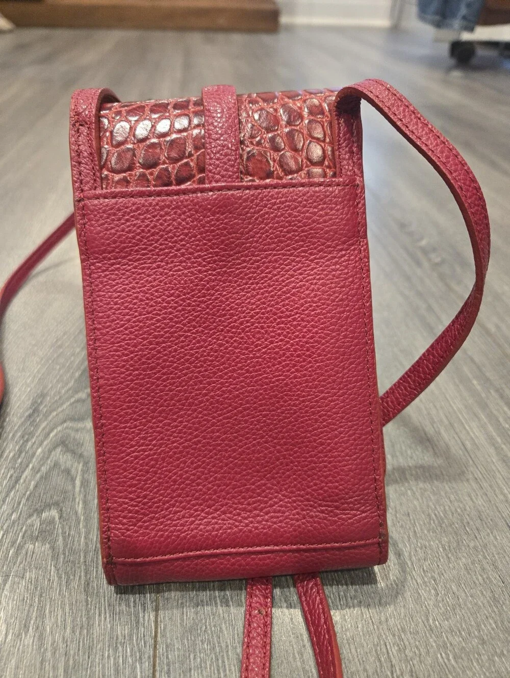 Brighton Red Croc-Embossed Crossbody Phone Wallet